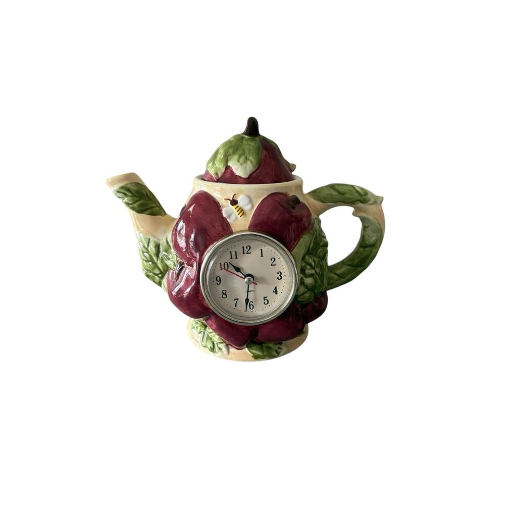 Pure Art Arol Endies 3D Apple Teapot Clock In Working Condition Hand Painted